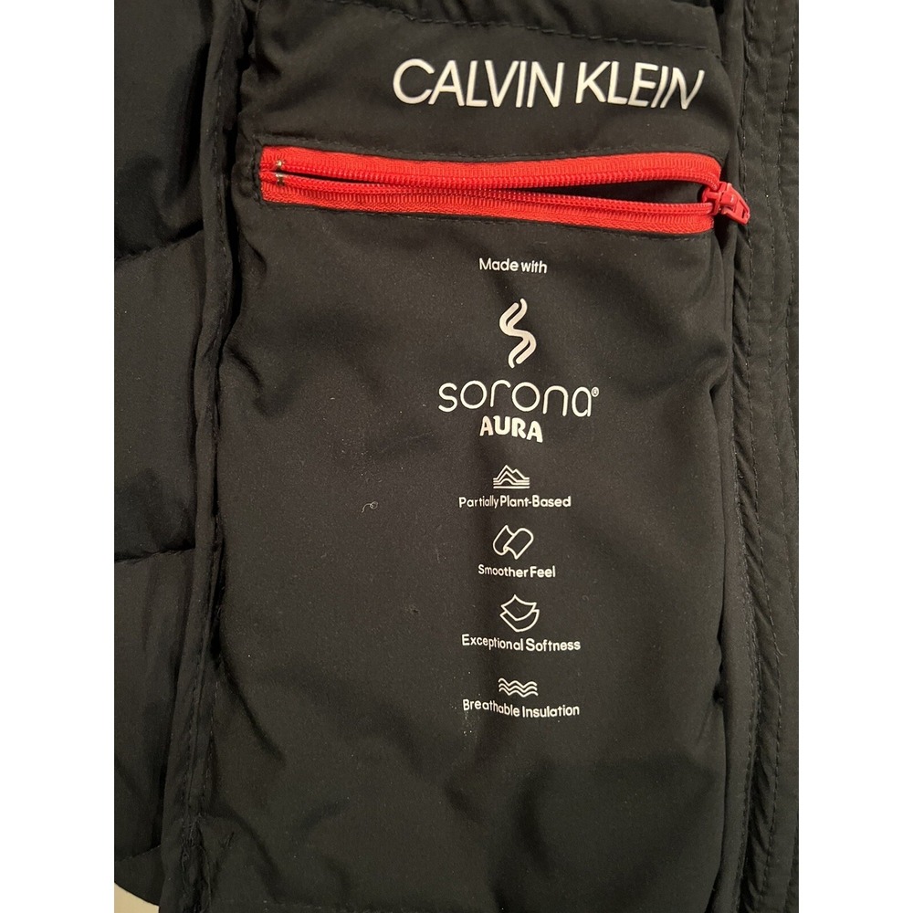 Calvin Klein Juniors Puffer Coat Solid Black Zip Front Quilted Medium - Picture 4 of 4